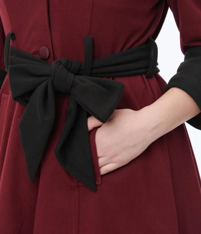 Burgundy and Black Swing Coat ClothingPlus Unique Vintage Jackets