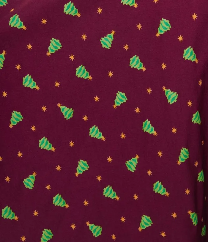 Burgundy and Christmas Tree Delores Swing Dress DressesPlus Unique Vintage Swing