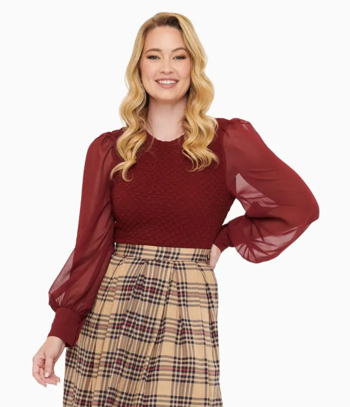 Burgundy Textured Embrace The Journey Woven Blouse Clothing Unique Vintage Blouses Burgundy Textured Embrace The Journey Woven Blouse Clothing Unique Vintage Blouses