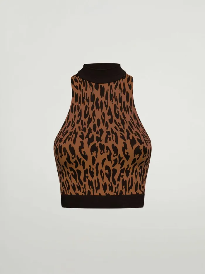 C2C Leopard Top Sleeveless Coffeeblack Women Wolford Tops