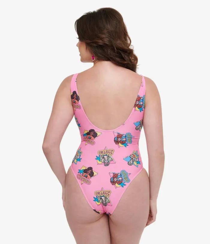 Cakeworthy Pink Barbie California Dream One Piece Swimsuit Plus Unique Vintage One Piece Swim