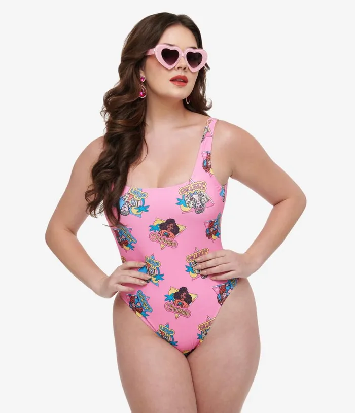 Cakeworthy Pink Barbie California Dream One Piece Swimsuit Plus Unique Vintage One Piece Swim