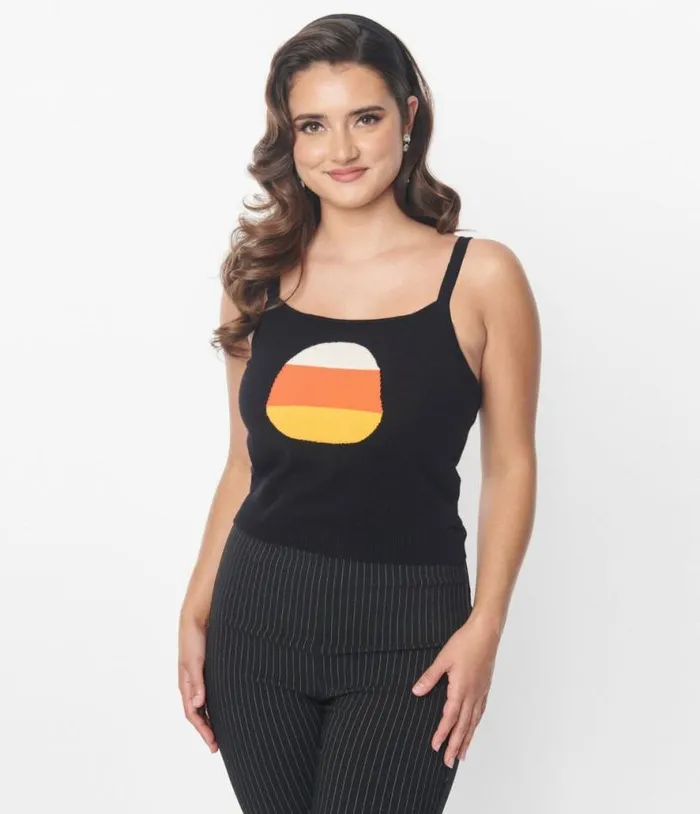 Candy Corn Cardigan and Tank Top Set ClothingHalloweenPlus Unique Vintage Jackets