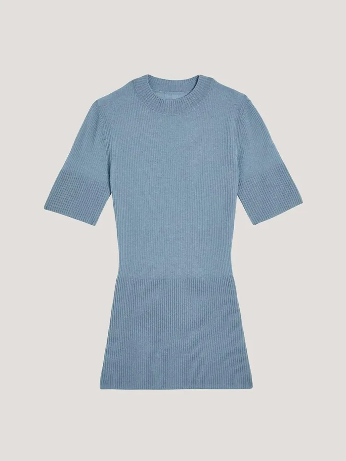 Cashmere Top Short Sleeves Blue Women Wolford Tops