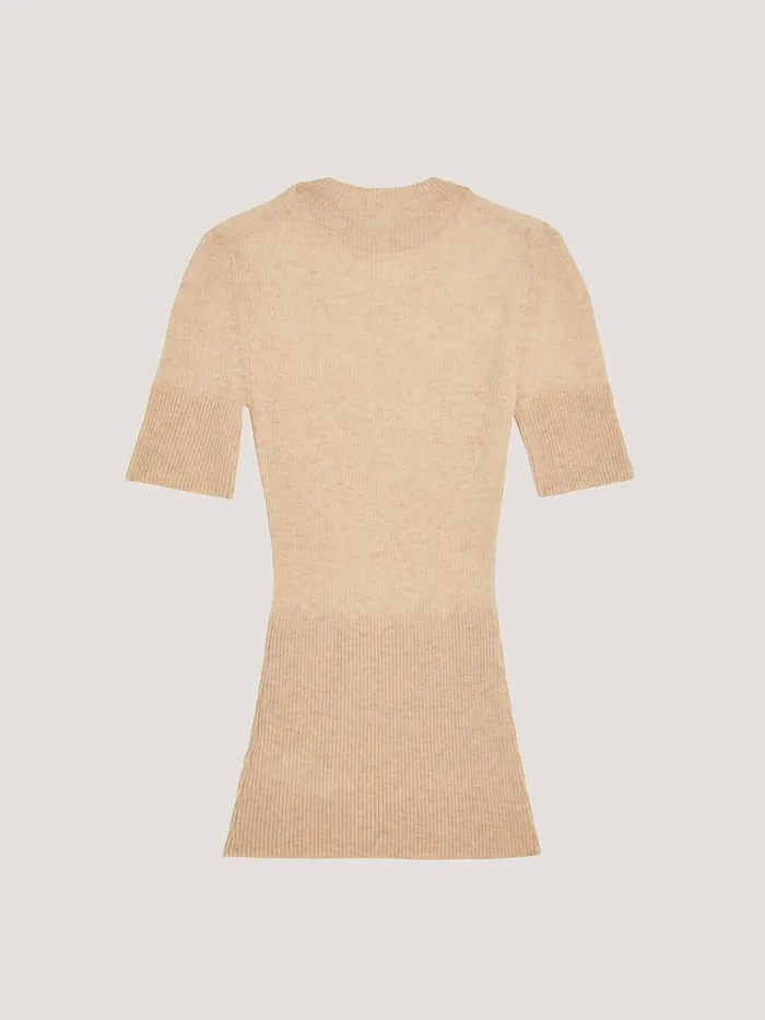 Cashmere Top Short Sleeves Oatmeal Women Wolford Tops