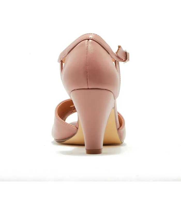 Chelsea Crew 1920s Mauve Leatherette TStrap Catherina Heels Shoes Unique Vintage Heels