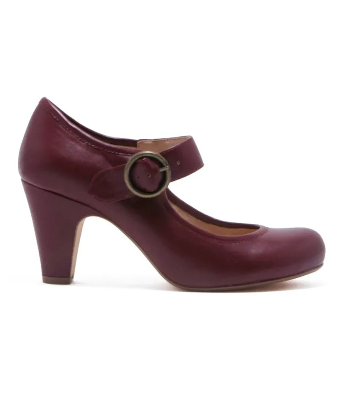 Chelsea Crew 1940s Burgundy Leatherette Mary Jane Madeline Heels Shoes Unique Vintage Heels