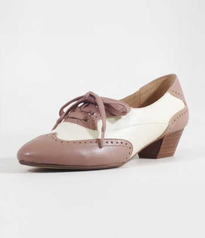 Chelsea Crew 1950039s Mauve and Bone Demi Oxford Saddle Shoes Shoes Unique Vintage Heels Chelsea Crew 1950039s Mauve and Bone Demi Oxford Saddle Shoes Shoes Unique Vintage Heels