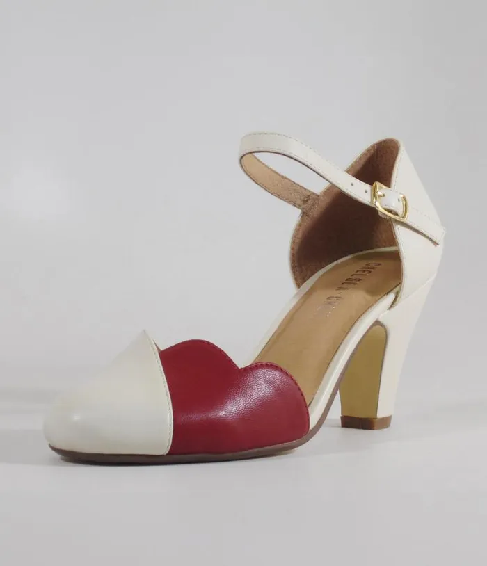 Chelsea Crew Red and Bone Lover Pumps Shoes Unique Vintage Heels