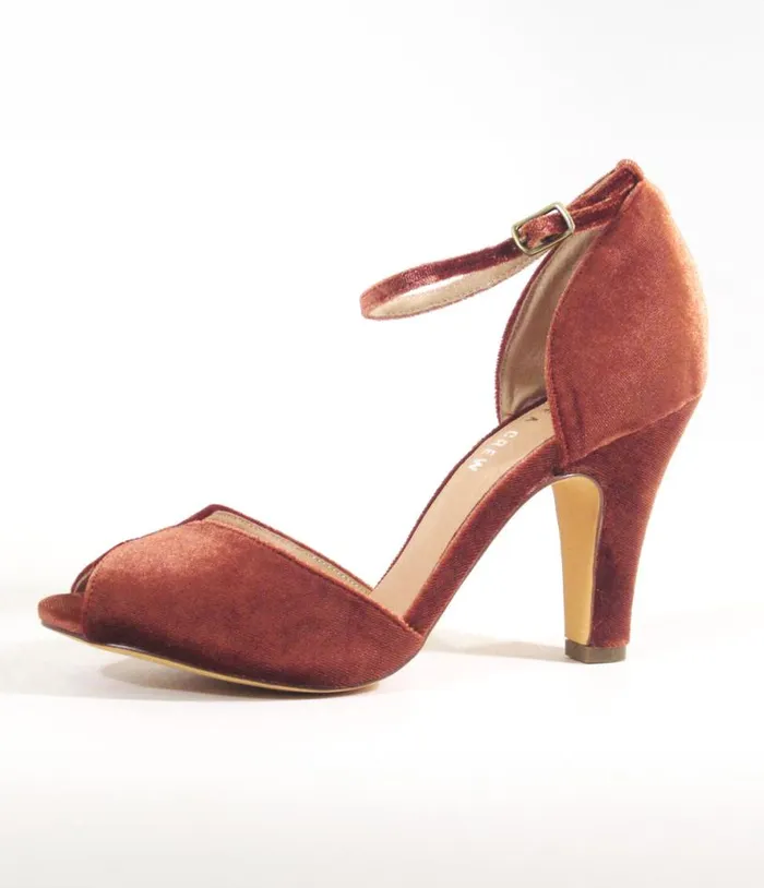 Chelsea Crew Rust Velvet Lola Pumps Shoes Unique Vintage Heels