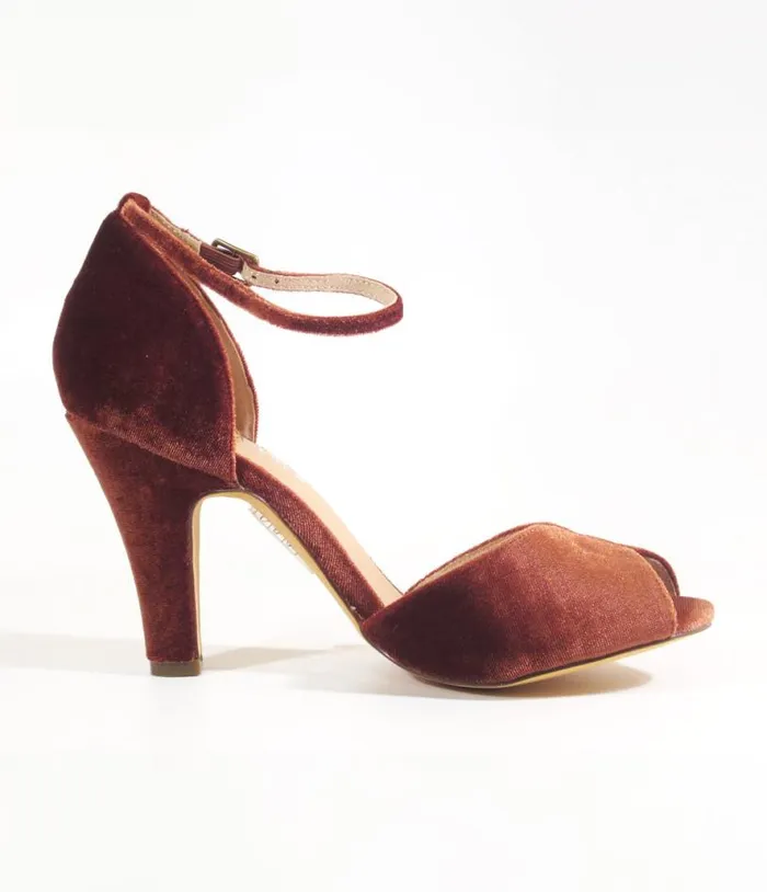 Chelsea Crew Rust Velvet Lola Pumps Shoes Unique Vintage Heels
