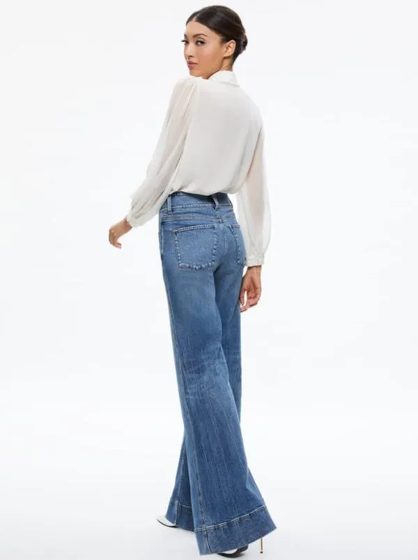 Classics Women Alice Olivia ROANNE BLOUSON SLEEVE BUTTON DOWN Ecru