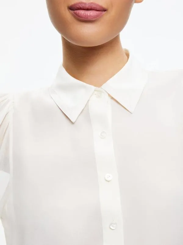 Classics Women Alice Olivia ROANNE BLOUSON SLEEVE BUTTON DOWN Ecru