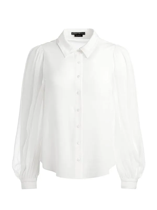 Classics Women Alice Olivia ROANNE BLOUSON SLEEVE BUTTON DOWN Ecru