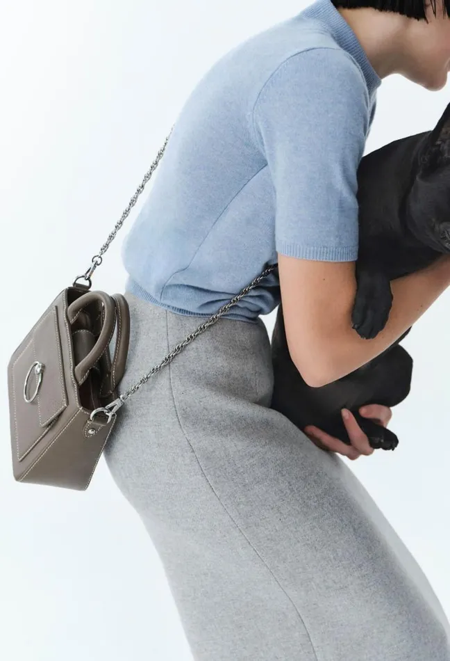 Claudie Pierlot Anouck Grained Leather Chain Bag Bags Crossbody Bags