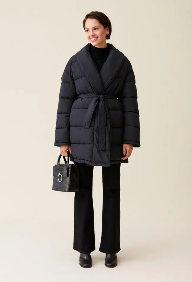 Claudie Pierlot Belted Shawl Collar Puffer Clothes Coats