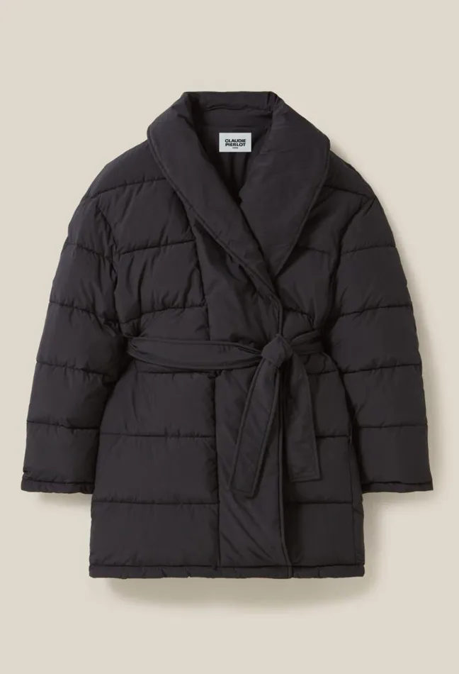 Claudie Pierlot Belted Shawl Collar Puffer Clothes Coats