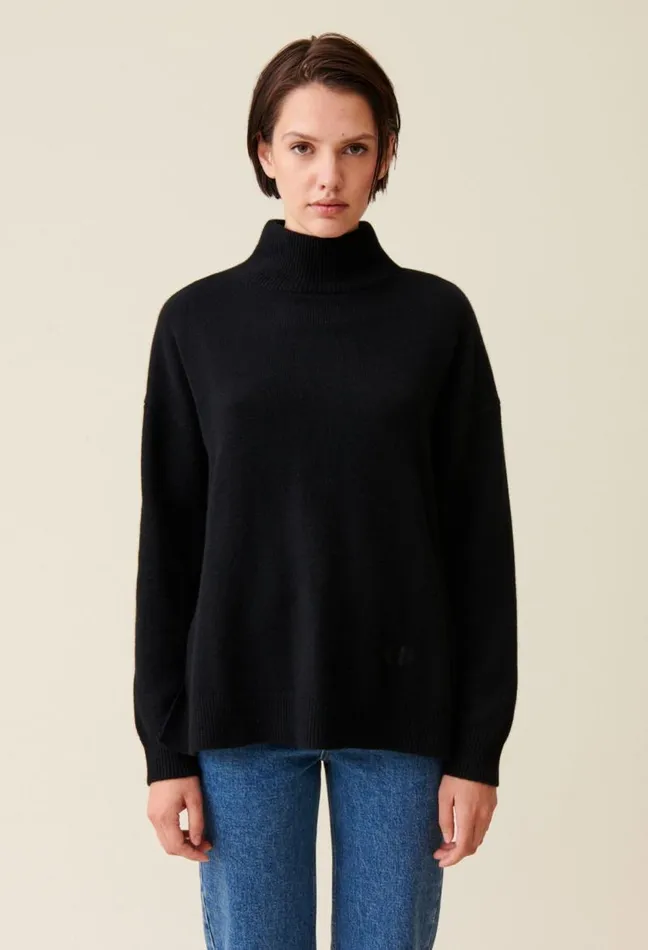 Claudie Pierlot Black Cashmere Jumper With High Neck Clothes Knitwear And Cardigans
