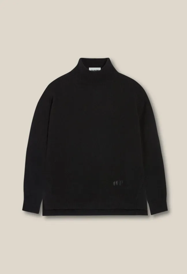 Claudie Pierlot Black Cashmere Jumper With High Neck Clothes Knitwear And Cardigans