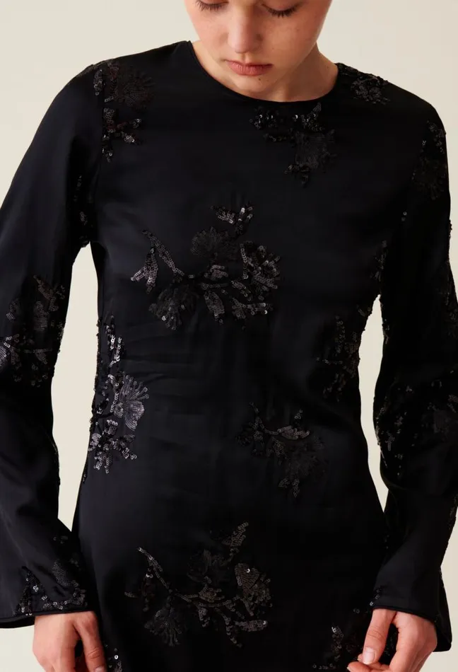 Claudie Pierlot Black Dress Embroidered Sequins Clothes Dresses