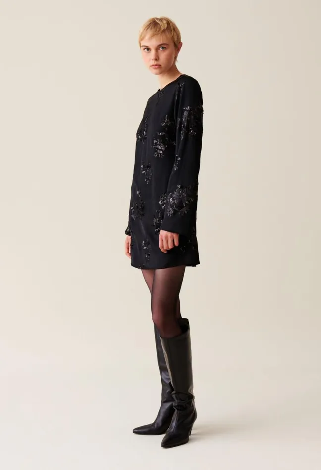 Claudie Pierlot Black Dress Embroidered Sequins Clothes Dresses