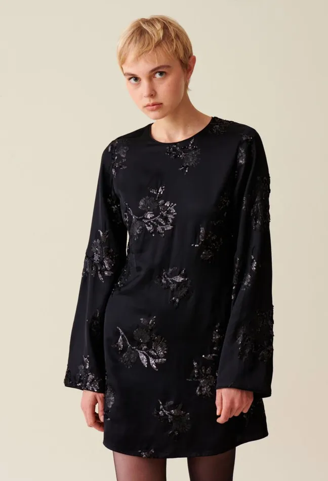 Claudie Pierlot Black Dress Embroidered Sequins Clothes Dresses