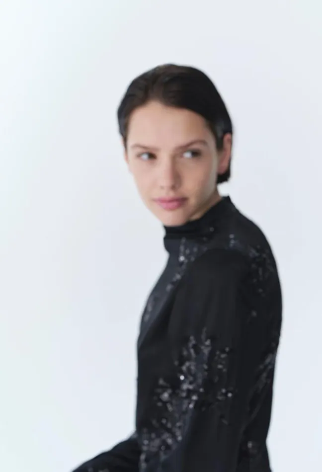Claudie Pierlot Black Dress Embroidered Sequins Clothes Dresses