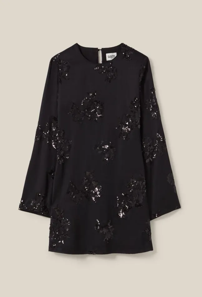 Claudie Pierlot Black Dress Embroidered Sequins Clothes Dresses