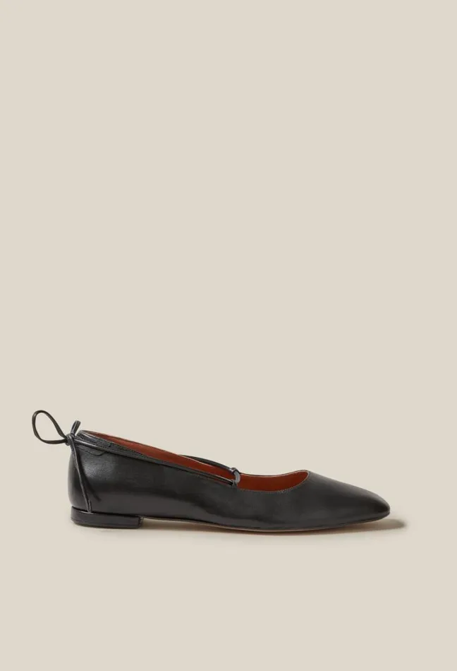 Claudie Pierlot Black Leather Ballet Pumps Shoes Ballerinas