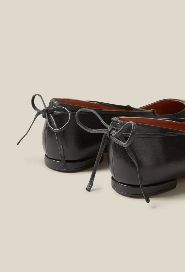 Claudie Pierlot Black Leather Ballet Pumps Shoes Ballerinas