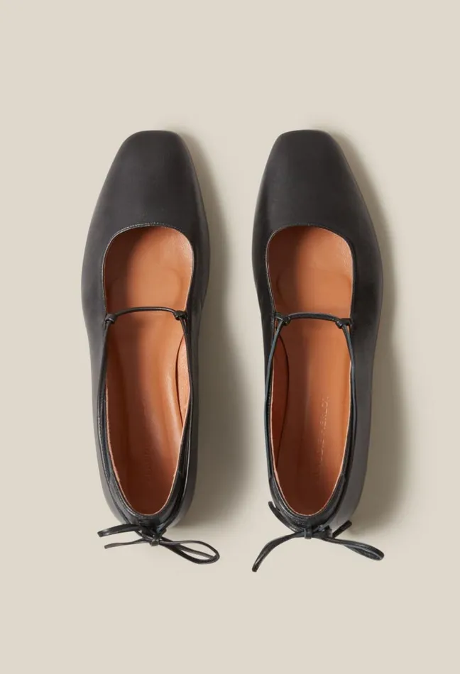 Claudie Pierlot Black Leather Ballet Pumps Shoes Ballerinas
