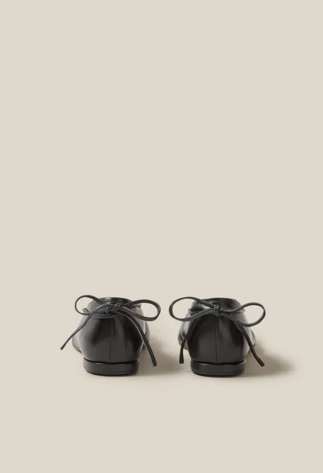 Claudie Pierlot Black Leather Ballet Pumps Shoes Ballerinas