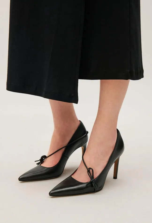 Claudie Pierlot Black Leather Heels Shoes Sandals Pumps And Mules