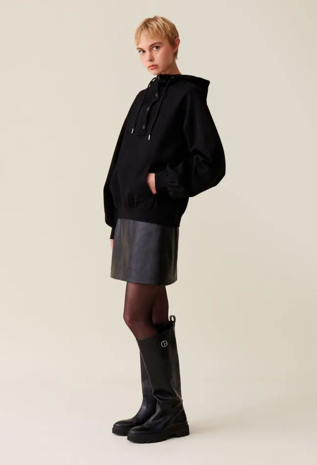 Claudie Pierlot Black Oversized Hoodie Clothes Sweatshirts