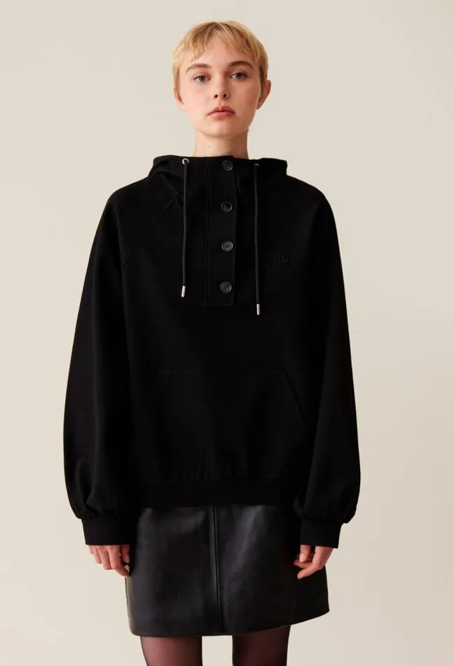 Claudie Pierlot Black Oversized Hoodie Clothes Sweatshirts