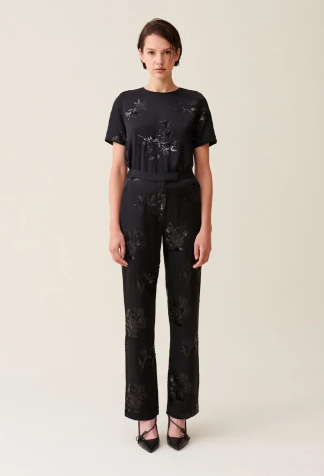 Claudie Pierlot Black Sequinembellished Trousers Clothes Jeans And Trousers