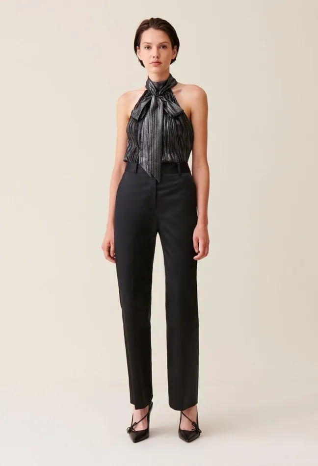 Claudie Pierlot Black Slim Satin Trousers Clothes Jeans And Trousers
