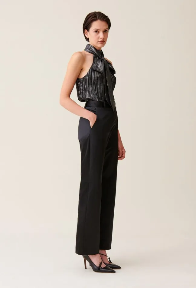 Claudie Pierlot Black Slim Satin Trousers Clothes Jeans And Trousers