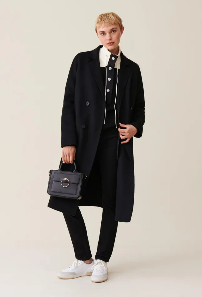 Claudie Pierlot Black Straight Midlength Coat Clothes Coats