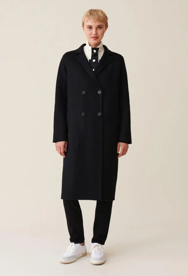 Claudie Pierlot Black Straight Midlength Coat Clothes Coats
