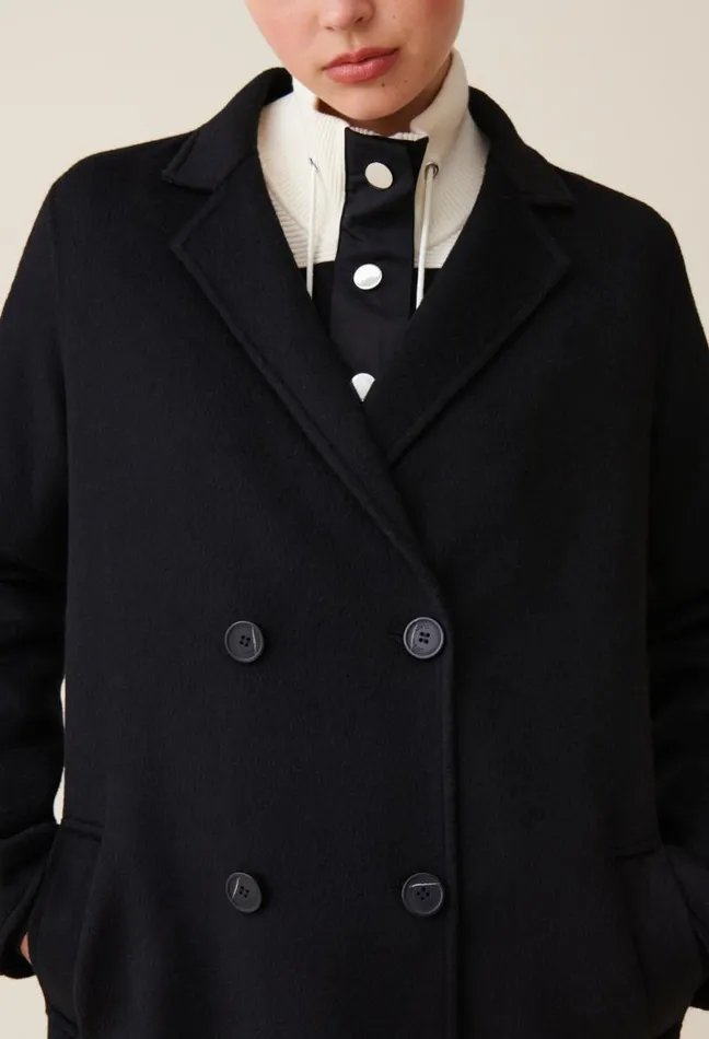 Claudie Pierlot Black Straight Midlength Coat Clothes Coats
