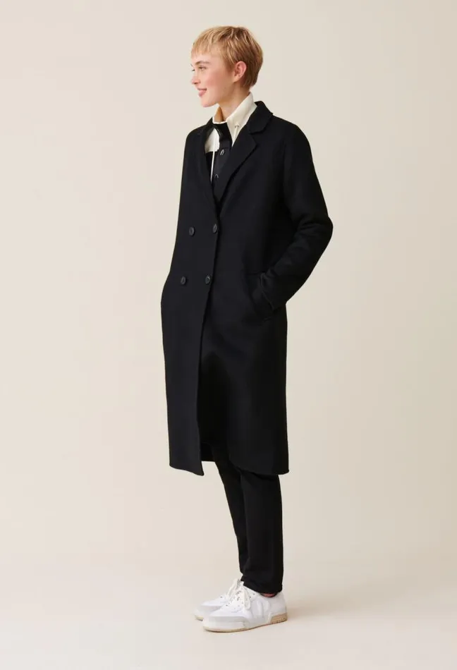 Claudie Pierlot Black Straight Midlength Coat Clothes Coats