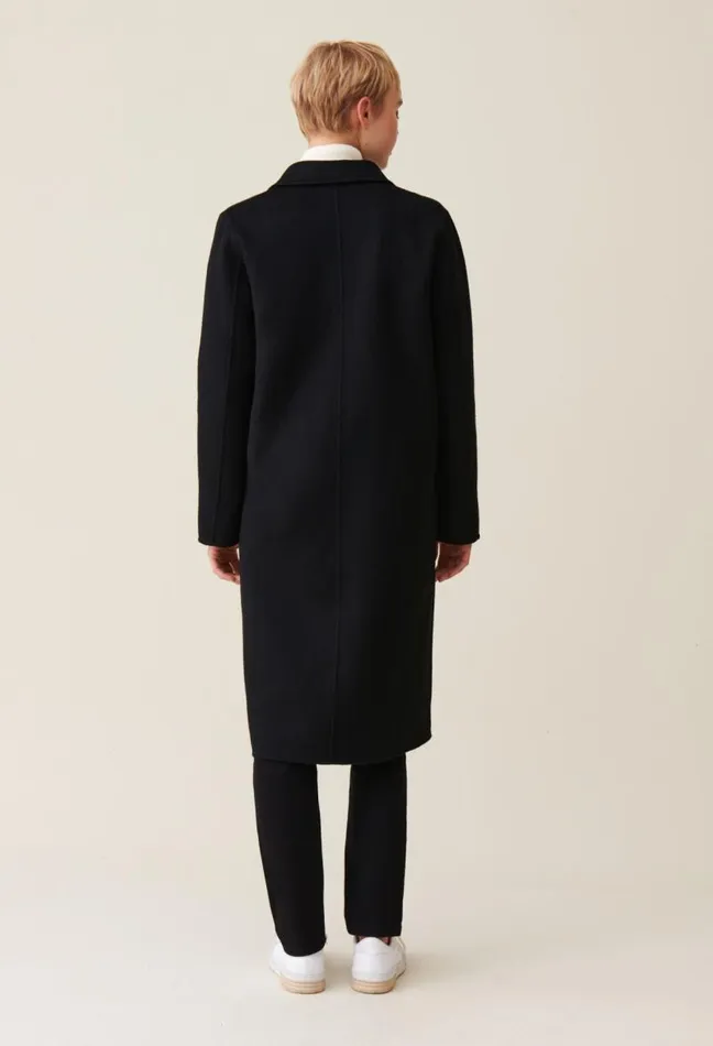Claudie Pierlot Black Straight Midlength Coat Clothes Coats