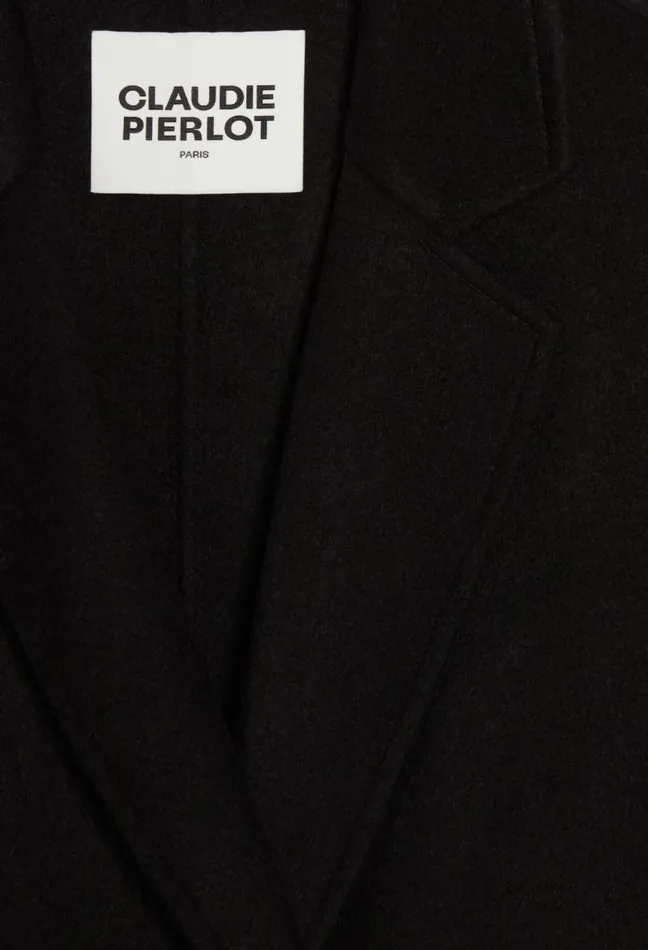 Claudie Pierlot Black Straight Midlength Coat Clothes Coats