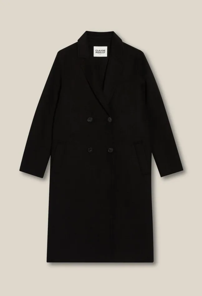 Claudie Pierlot Black Straight Midlength Coat Clothes Coats