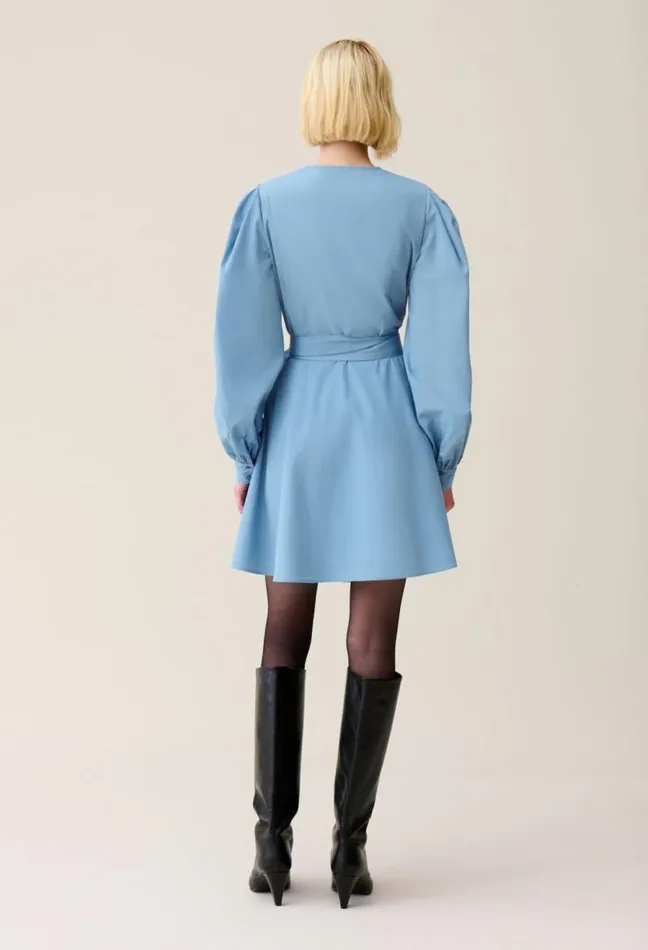 Claudie Pierlot Blue Short Dress With Puff Sleeves Clothes Dresses