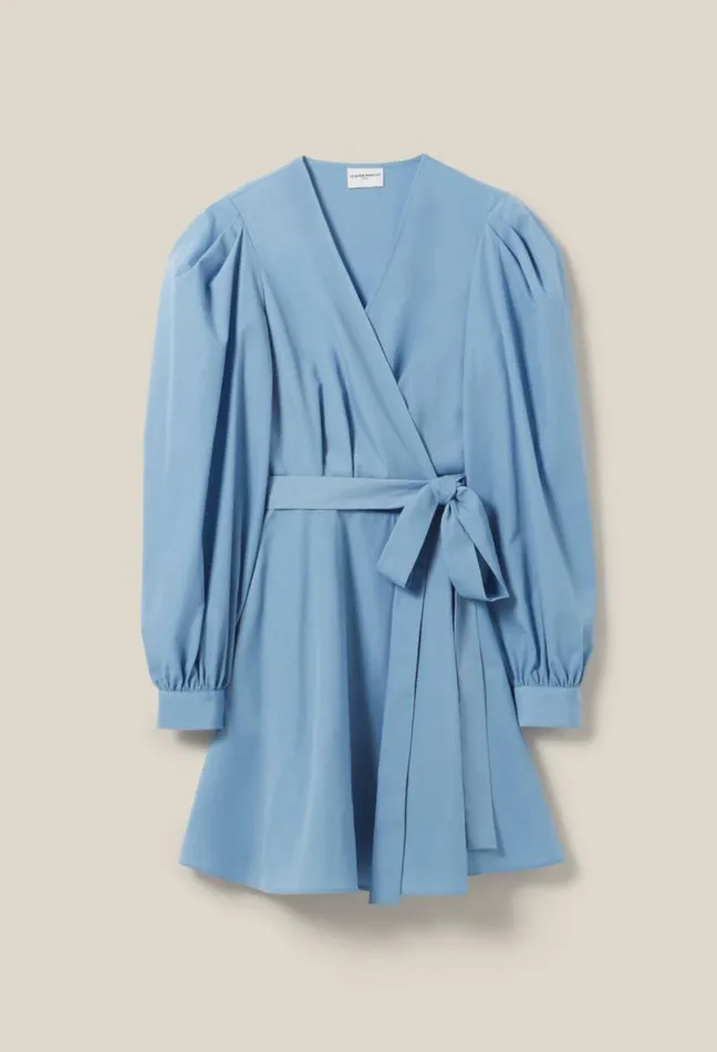 Claudie Pierlot Blue Short Dress With Puff Sleeves Clothes Dresses