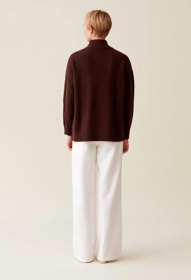 Claudie Pierlot Brown Zipup High Neck Jumper Clothes Knitwear And Cardigans