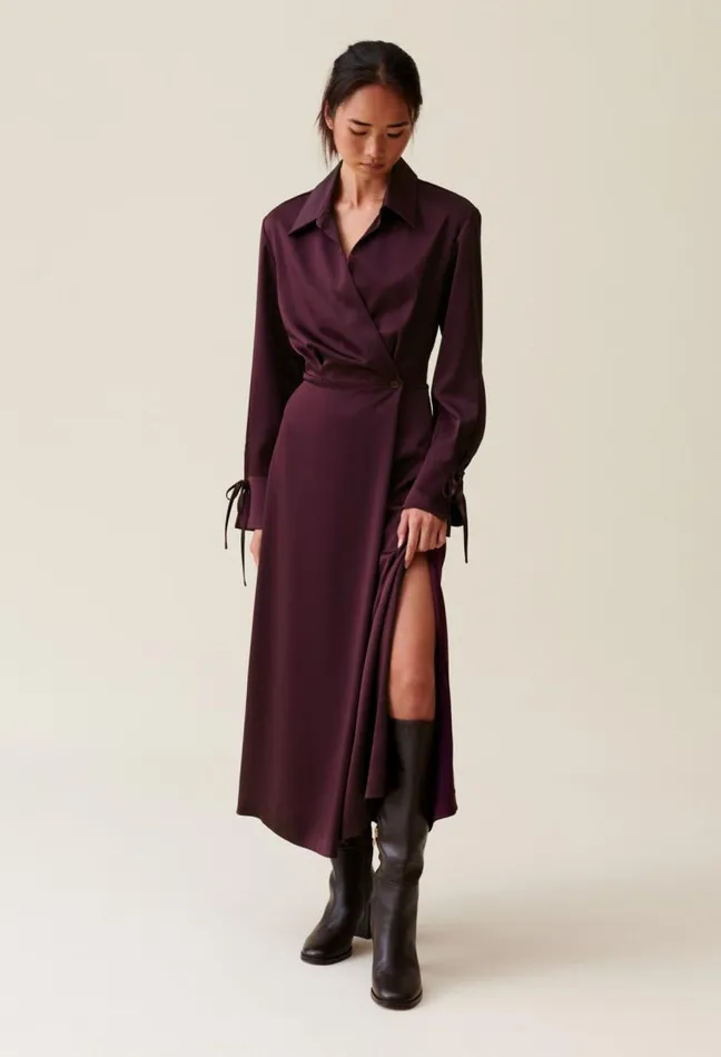 Claudie Pierlot Burgundy Crossover Maxi Dress Clothes Dresses