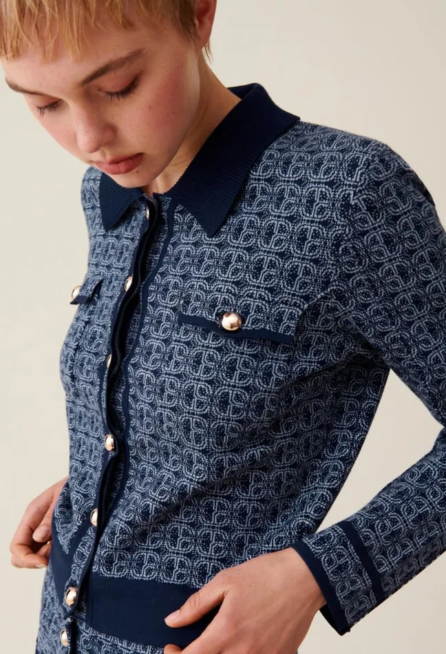 Claudie Pierlot CP Monogram Cardigan With Collar Clothes Knitwear And Cardigans